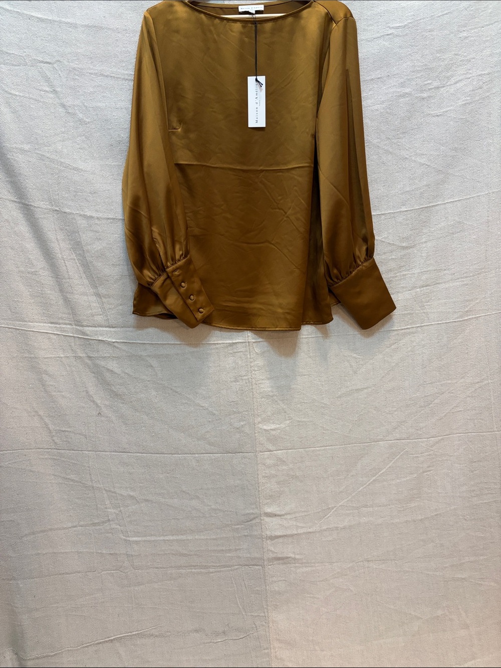 Women's Satin Blouse in Mustard Brown by